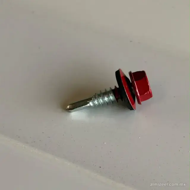 Pija para galvateja roja con punta broca y arandela con sello