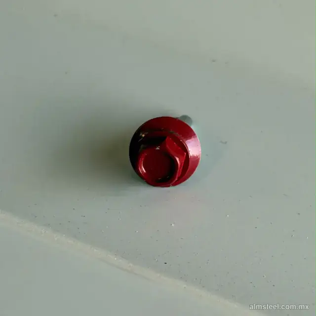 Cabeza hexagonal roja de la pija para galvateja con su arandela